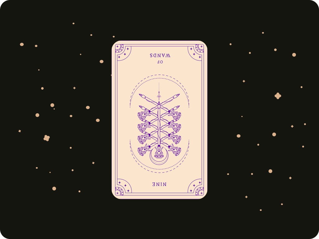 Reversed 9 of Wands by Ceerly